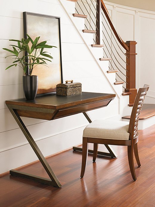 The leather top of the Harborview Desk adds traditional elegance to the contemporary frame.
